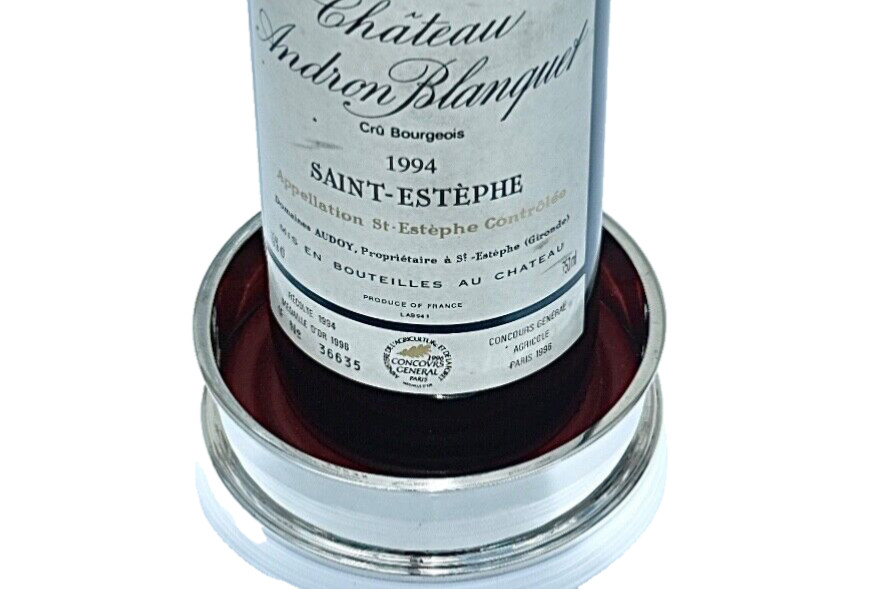Superior Large & Very Heavy Solid Silver 925 Champagne/Wine Bottle Coaster, 266g