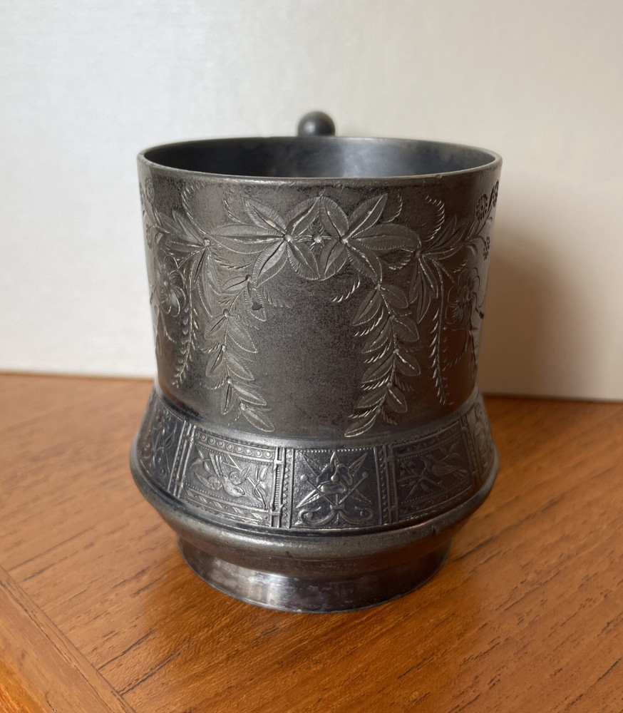 Antique Victorian Christening Mug courting cup Etched UNMODIFIED engraveable