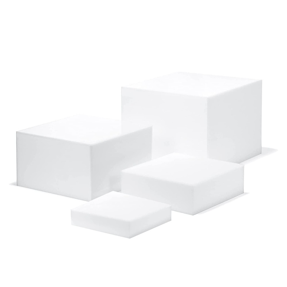 White Acrylic Cube Cupcake Dessert Display Stands, 5 Sides Nesting Risers Box...