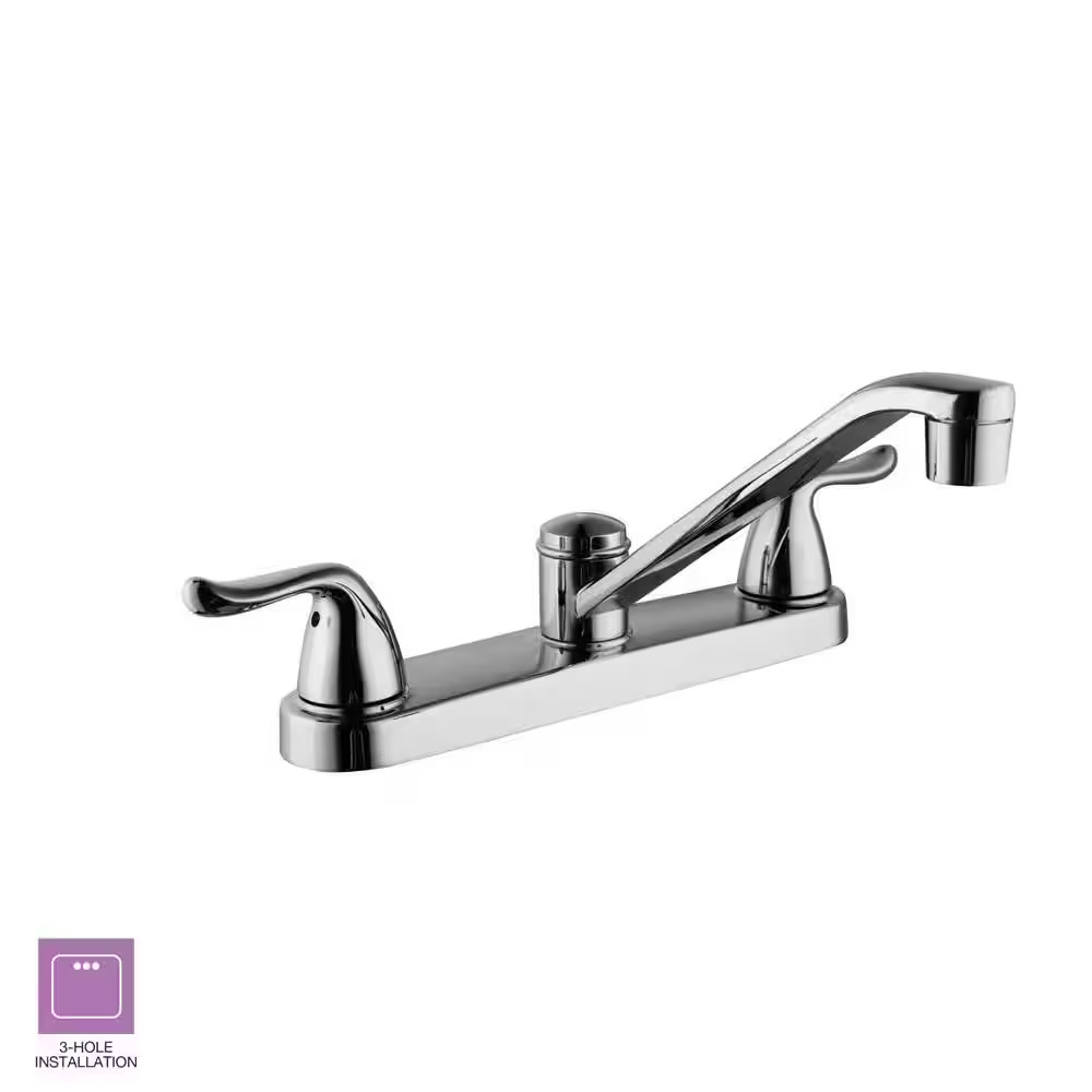 Glacier Bay Constructor Double Handle Standard Kitchen Faucet in Chrome