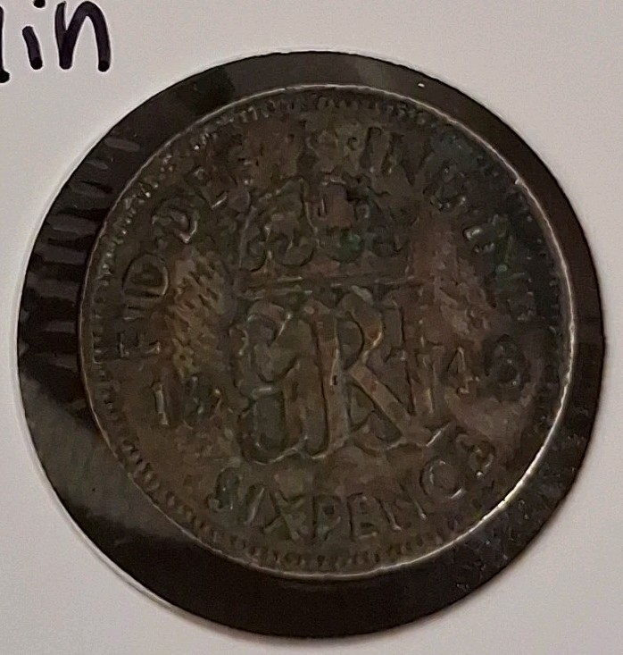 1946 Great Britain 6 Pence .500 Silver