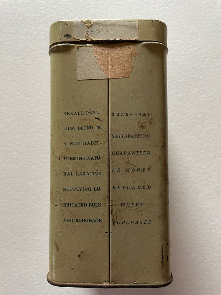 Antique Rexall PSYLLIUM SEED-BLOND tin can