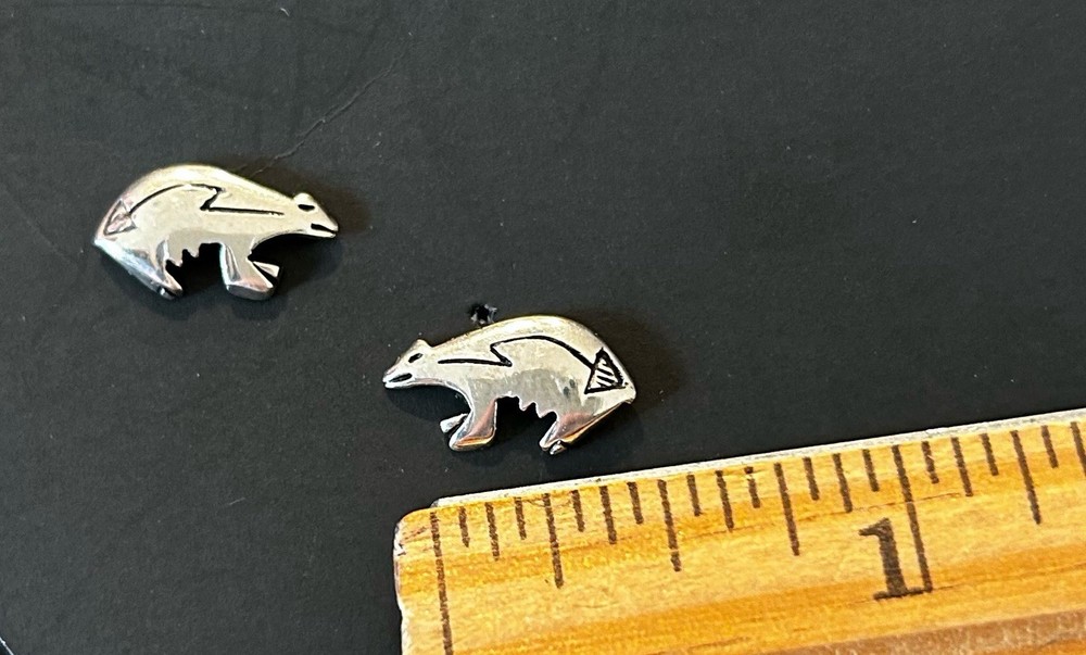 925 Sterling Navaho Bear Post Earrings