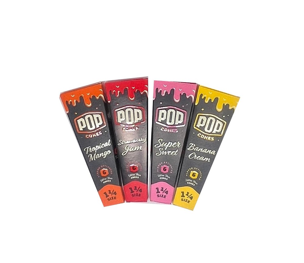 Pop Cones 1/4, 6 Cones Per Pack and King Size 3 Cones Per Pack