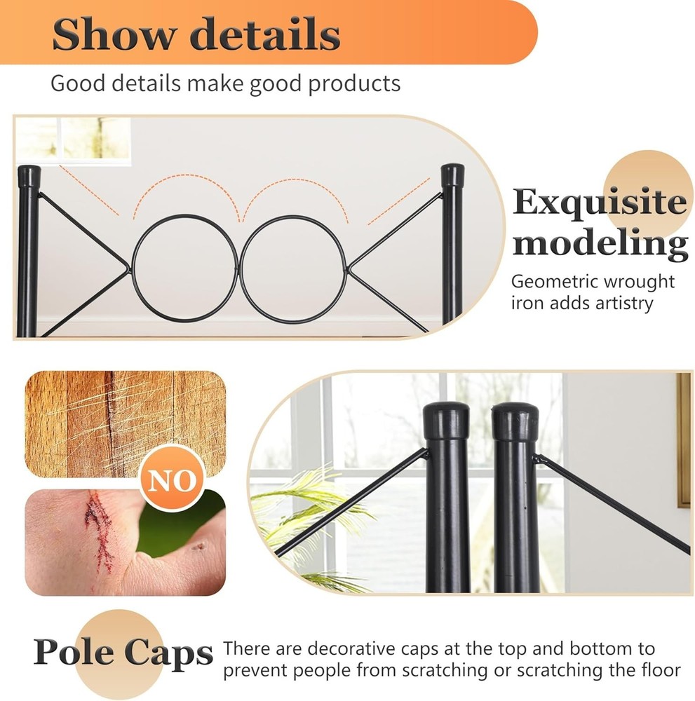 Modern 4 Panel Folding Room Divider 6FT - Durable Steel Frame Privacy Solution