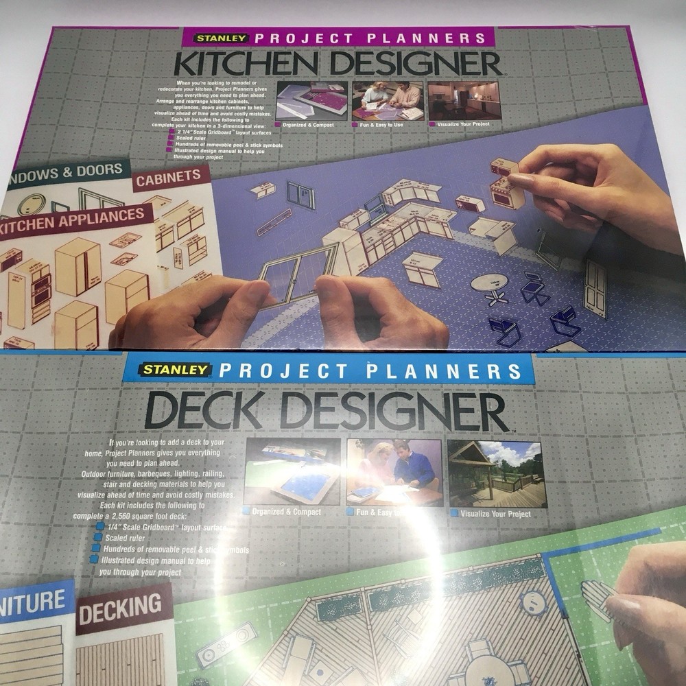 New & Sealed VTG Stanley Project Planner - Deck Designer & Kitchen Designer Pair