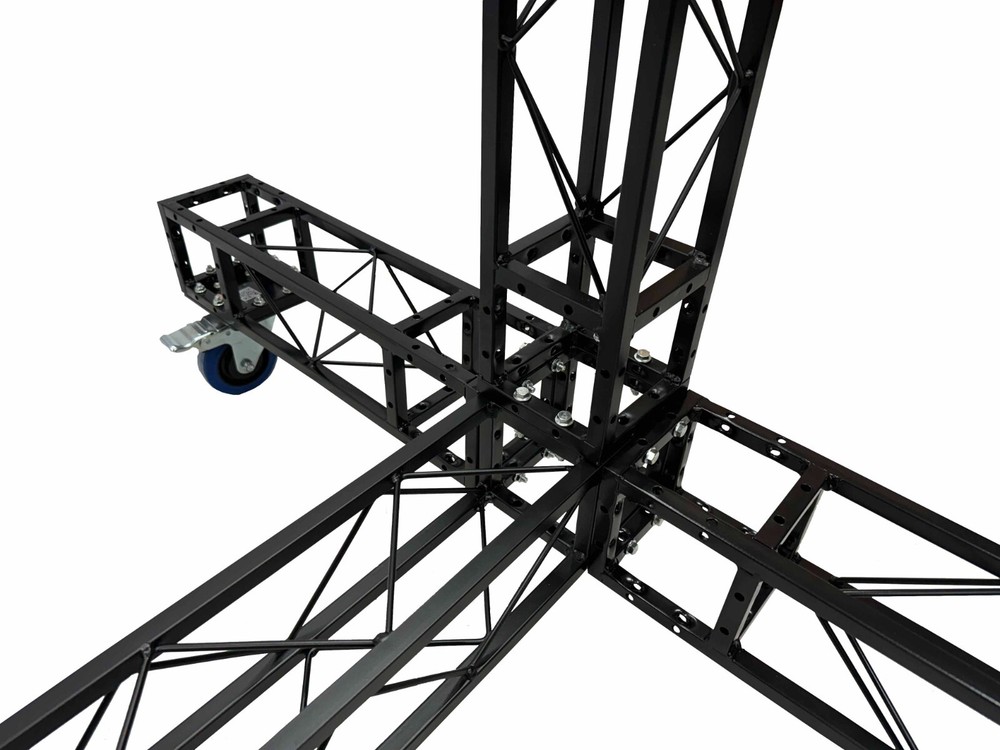 BLACK TRUSS ARCH 5F Width 9.5F Height Mobile Portable DJ With Locking Wheels