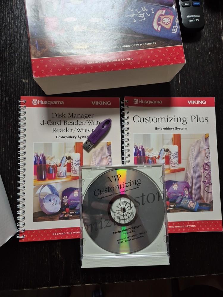 Husqvarna Viking Customizing Plus Embroidery System CD USB Dongle Manuals