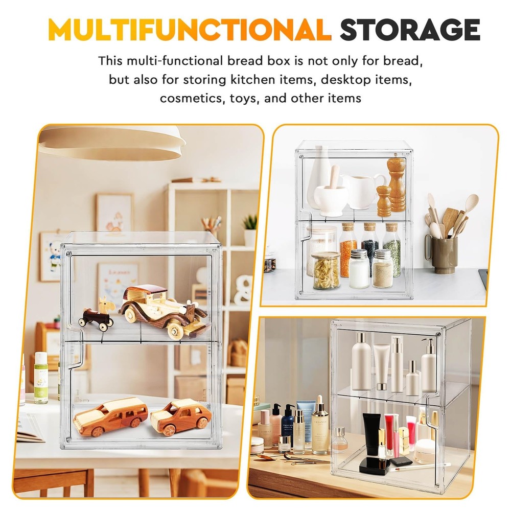 Pastry Display Case,Bread Box for Kitchen Countertop,4-Layer Adjustable Bread...