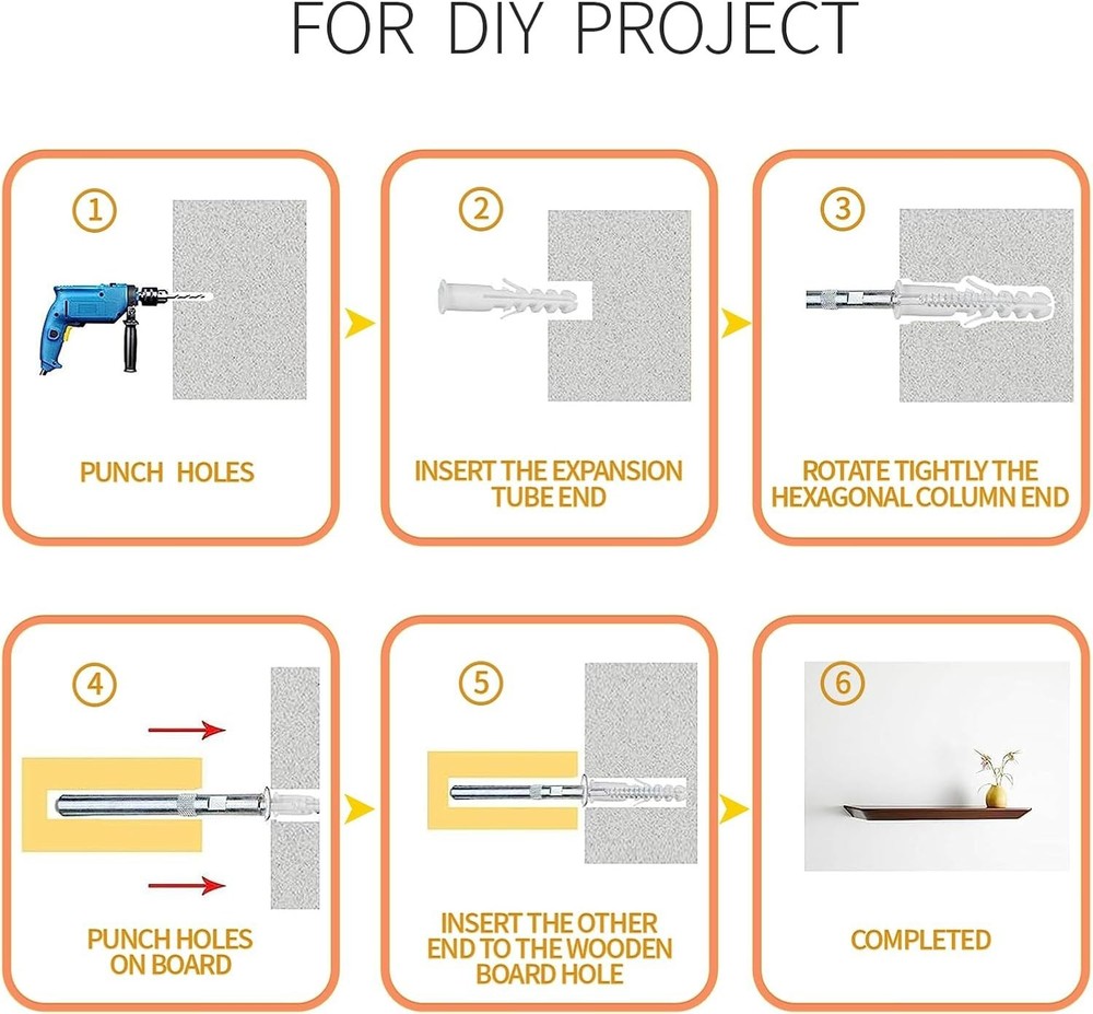 Floating Shelf Invisible Support Bracket - Silver Hidden Brackets for Floatin...