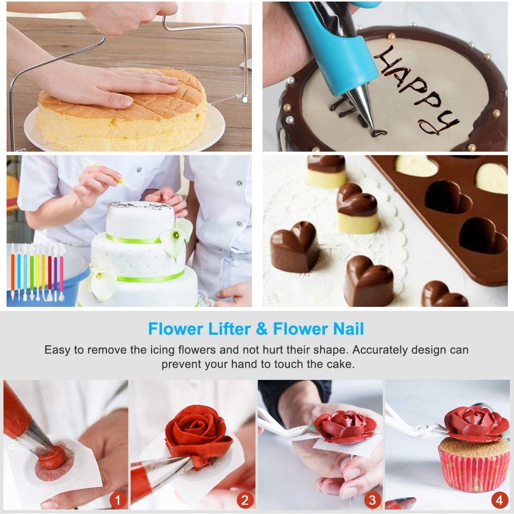 493PCS Cake Decorating Kit with Springform Pans, Turntable and Icing Tips