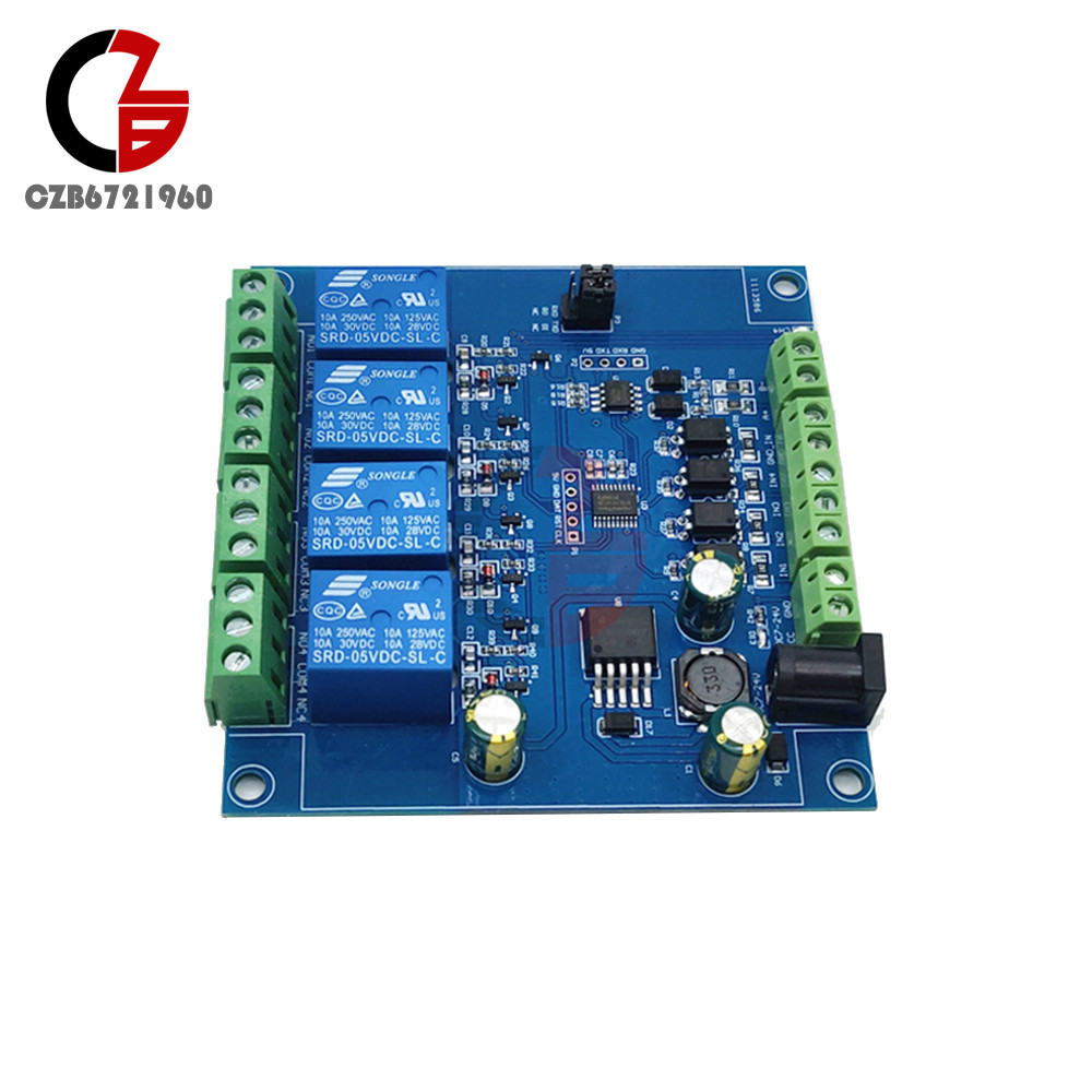 DC7 -24V Modbus Rtu 4 Channel Relay Module Switch input output RS485/TTL UART