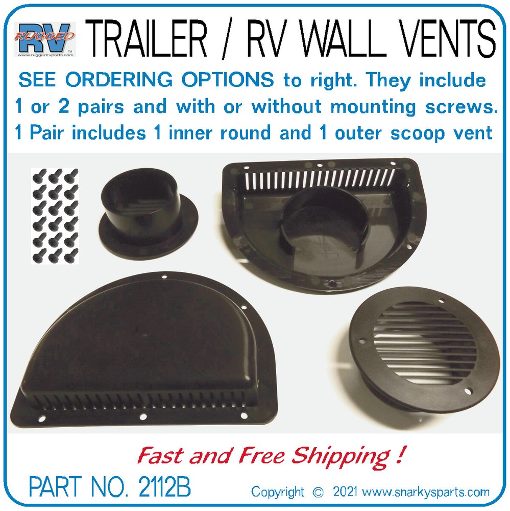 TRAILER SIDE WALL AIR VENTS, BLACK 2 inner, 2 outer, Utility, Livestock, Tool