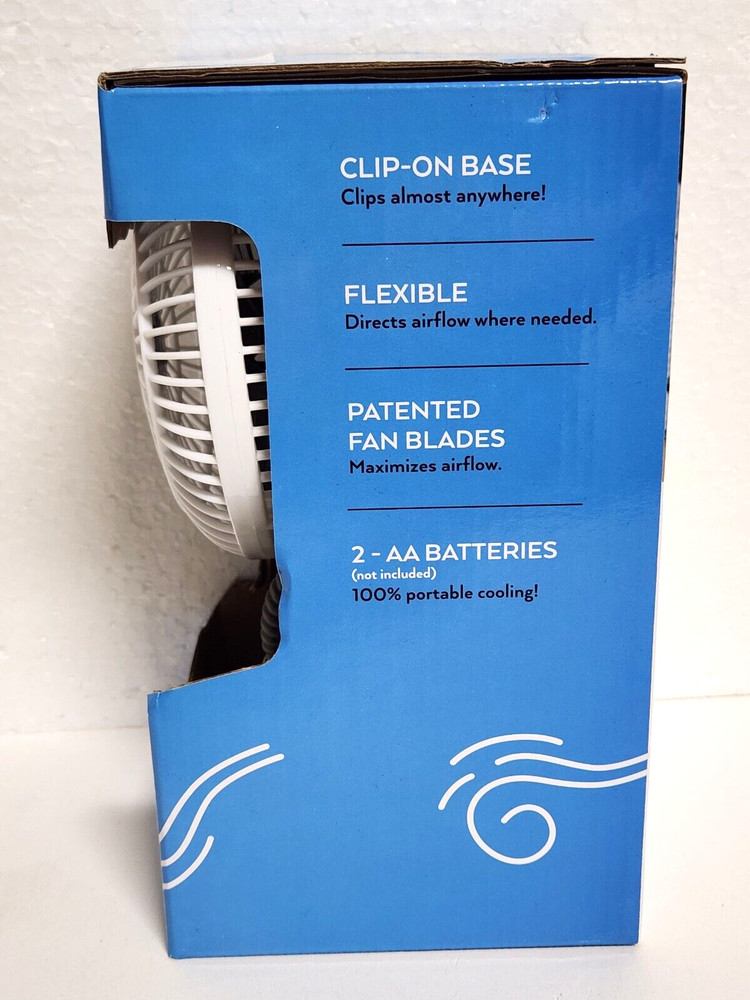 O2COOL 4" Stroller Fan Battery Powered with Clip - Grey - New