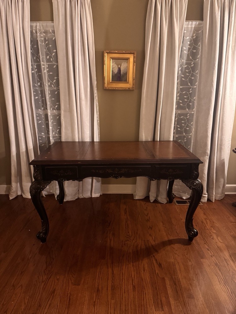Solid Wood Desk With 3 Drawers Antique Look
