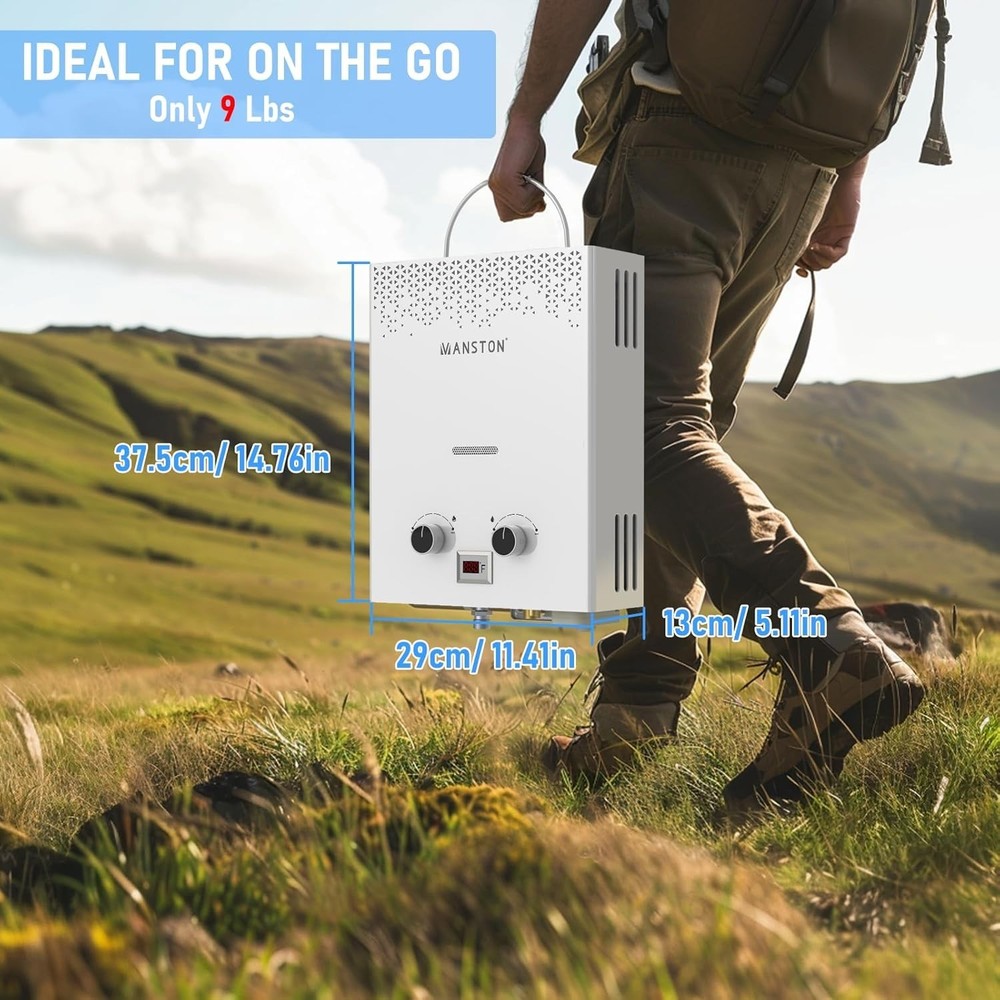 Tankless Water Heater, VANSTON Propane Water Heater Outdoor, 1.45GPM Portable