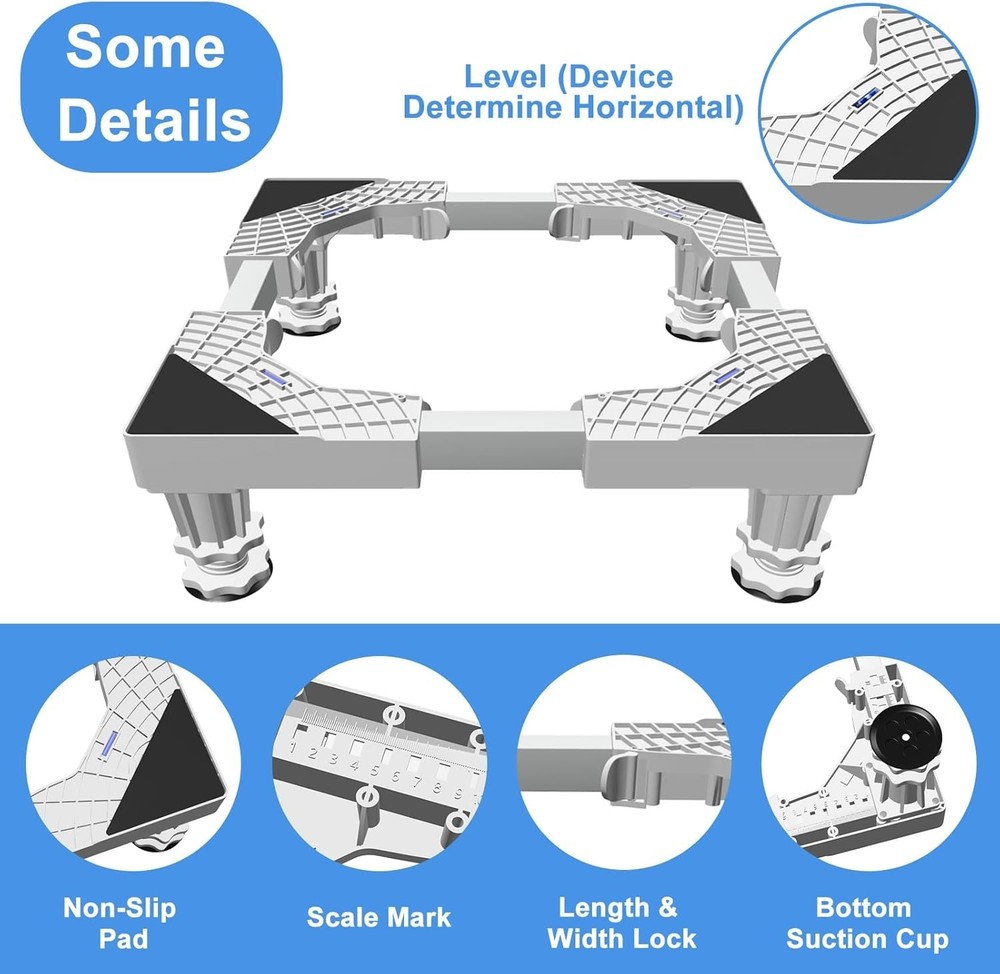 4 Adjustable Feet Mini Fridge Stand - Elevate & Protect Your Appliances in White