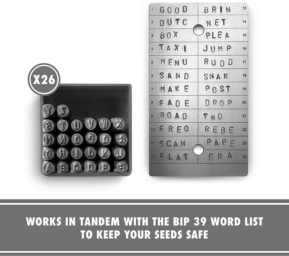 ColdTi - Titanium Crypto Seed Plates for Cold Storage (with Alphabetic Punches)