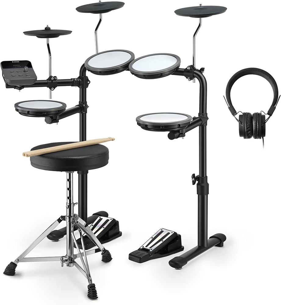 🥁 Donner DED-70 Electronic Drum Set Quiet Mesh Pads Electric Drum Kit + Throne