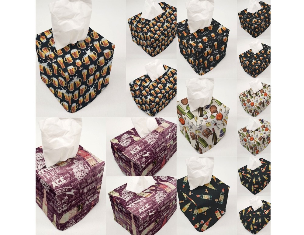 Beer or Wine Tissue Box Cover (5 Patterns Available)