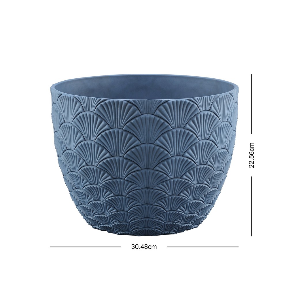 Isla 12" x 12" x 9" Round Blue Paradise Plastic Planter