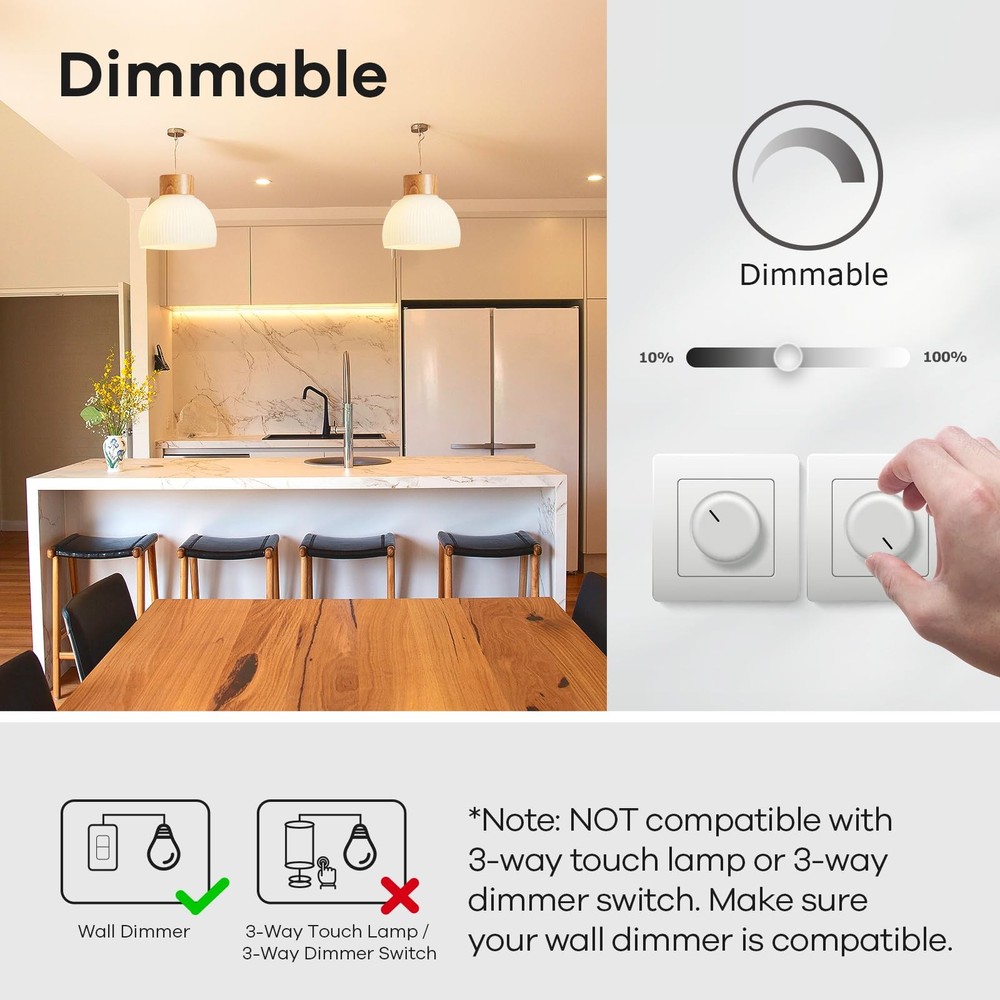 A19 LED Light Bulbs Dimmable, 40 Watt Equivalent, E26 Base, 2700K Soft White,...