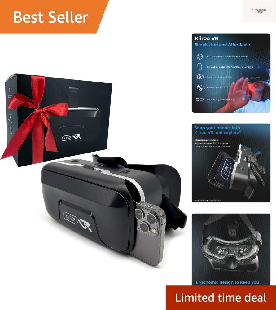 VR Headset for Phone – Mobile VR Glasses for iPhone, Android & Windows, Fits ...