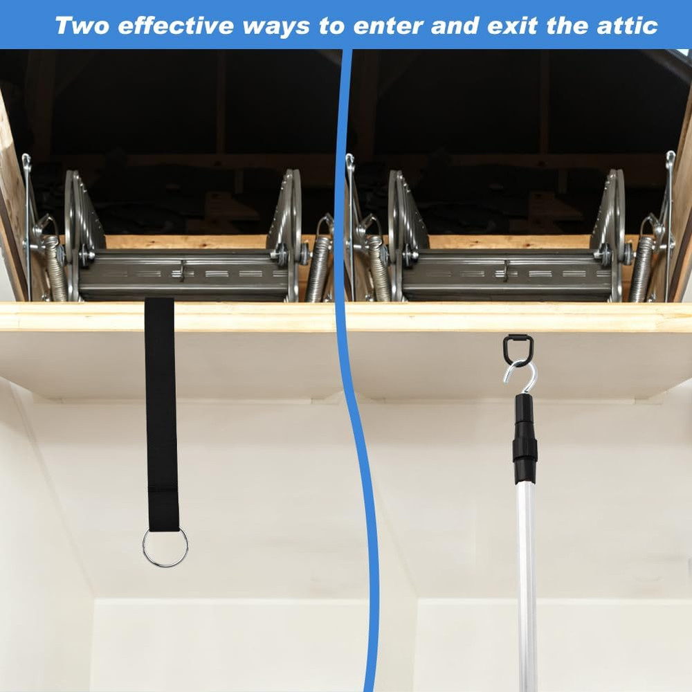 Telescopic Attic Ladder Pull Rod with D-Ring & Rope Access System Kit