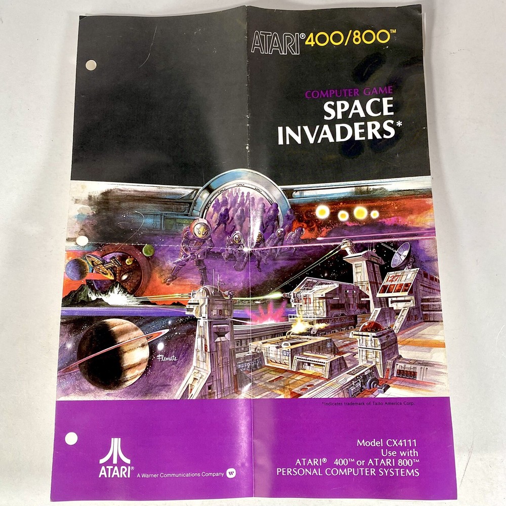 Atari 400/800 Space Invaders Vintage 1980 Computer Game Original Manual Only