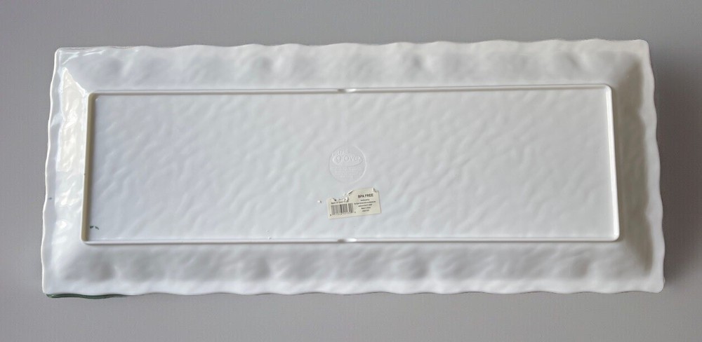 Citrus Grove Green Medallion Lg Plastic Ware Rectangular Serving Platter 19”x8”