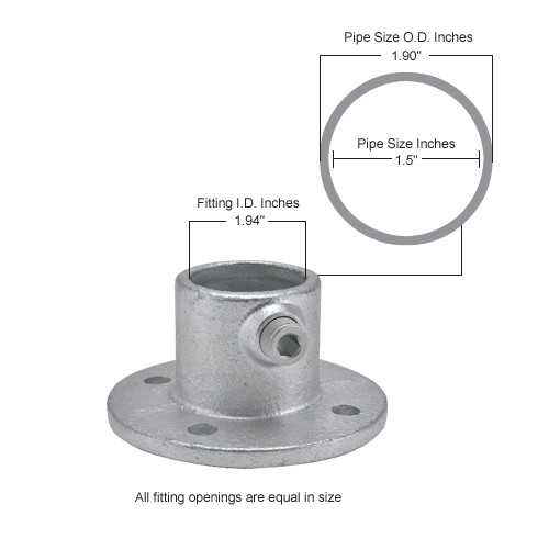 1-1/2" Size Medium Flange Pipe Fitting (1.94" Fitting I.D.)