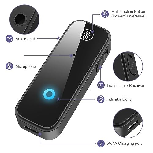 Aux Bluetooth Adapter for Car, 2 in 1 Bluetooth 5.3 Transmitter&Receiver