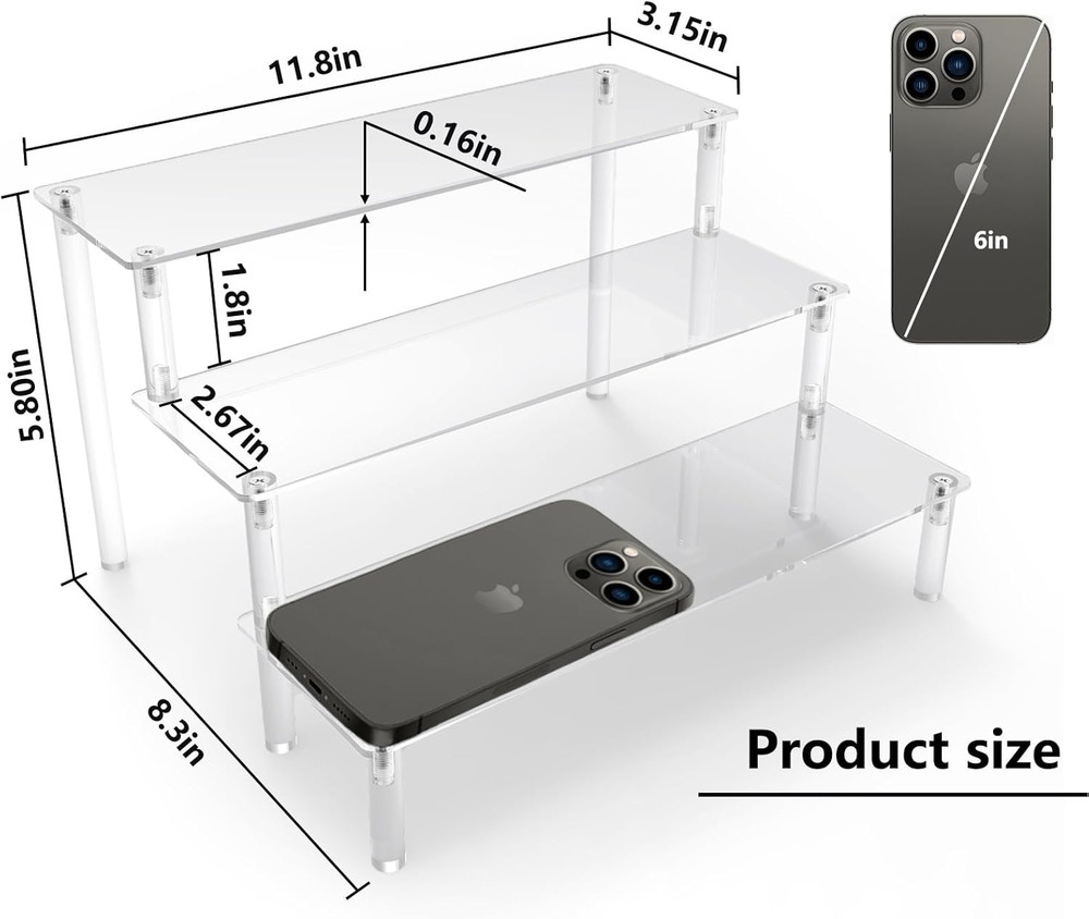 Acrylic Riser,Clear Display Risers Stand Perfume Organizer Cologne Acrylic Shelv