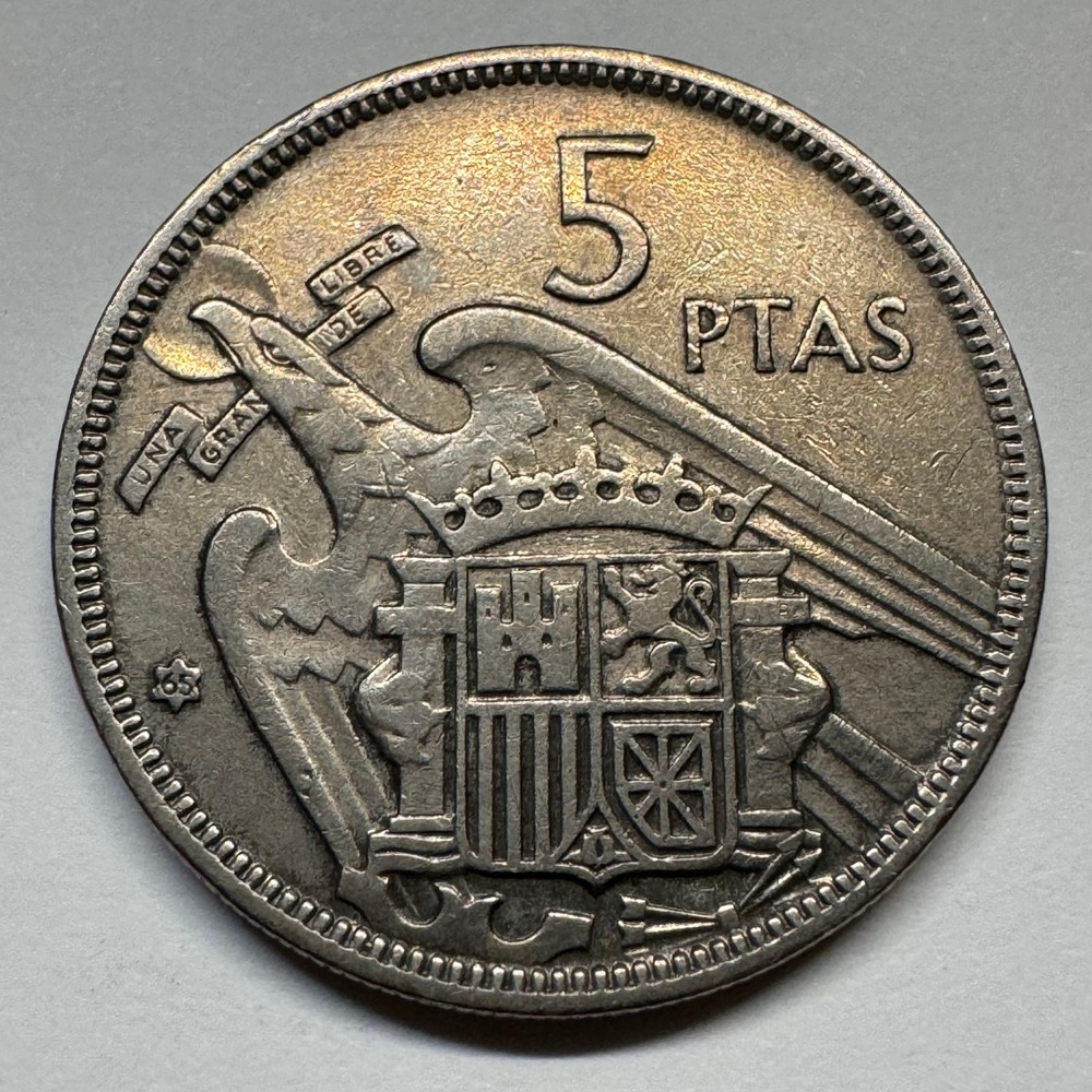 1965 Spain 5 Pesetas - Coin #C-030