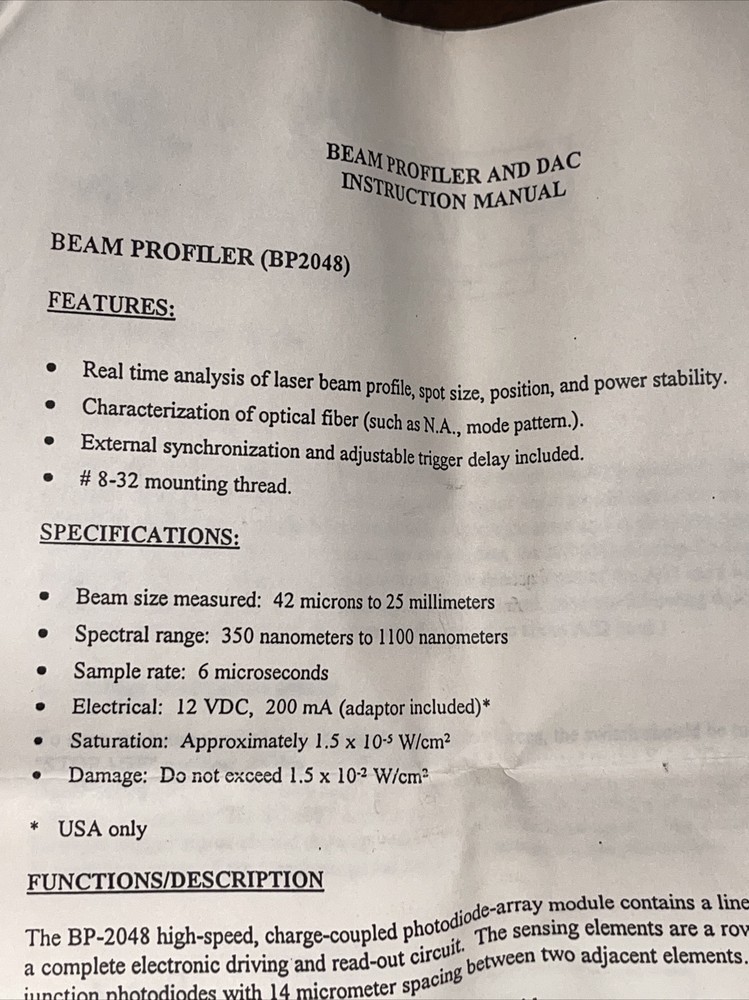 UniDate beam profiler bp2048