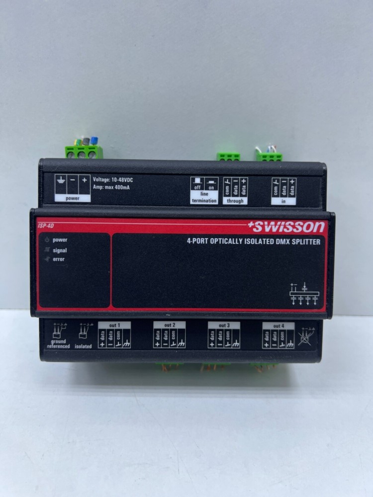 SWISSON ISP-4D-DC-TERM , 4-PORT OPTICALLY ISOLATED DMX SPLITTER