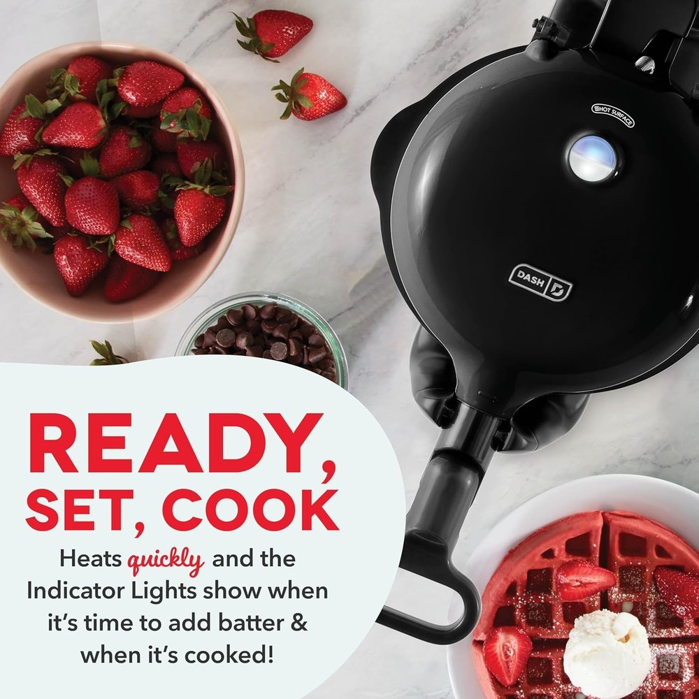 Flip Belgian Waffle Maker - 6.5" Nonstick Surface - Rotating Belgian Waffle M...