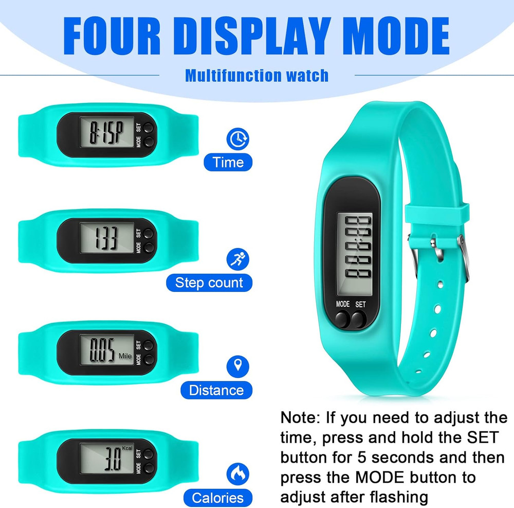 Pedometer for Walking Steps and Miles Pedometer Watch Silicone Steps Tracker Run