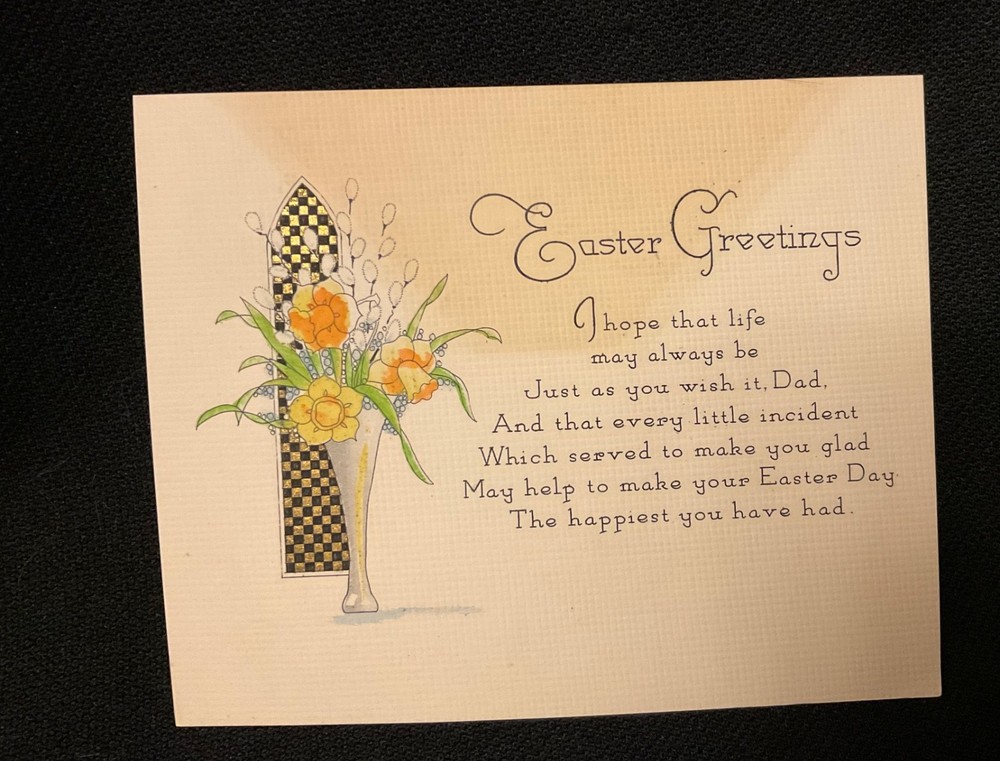 Vintage Art Deco Easter Card c. 1920s unsigned w/envelope