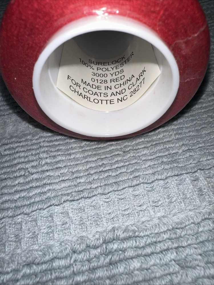 Coats Surelock 3 Spools 0128 Red Polyester Thread, Multi-purpose, 3000 Yds