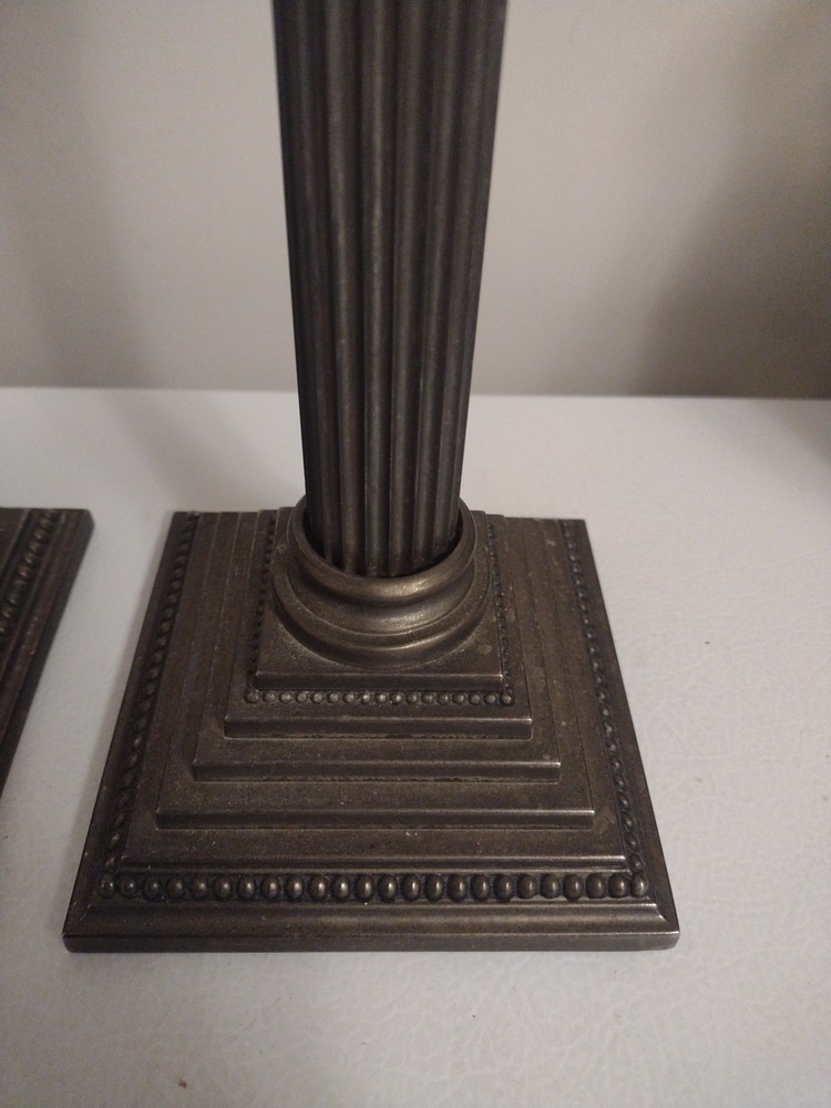 Vtg Godinger 1992 12" Silver Plated Corinthian Column Candlesticks Table Deco