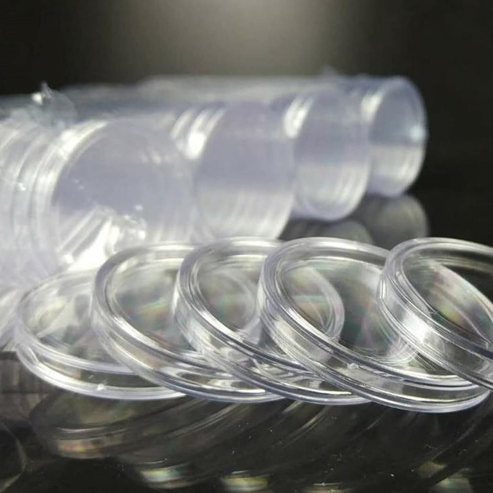 100Pack 19mm 0.75in Coin Capsule Storage Holder Round Container Plastic Direct