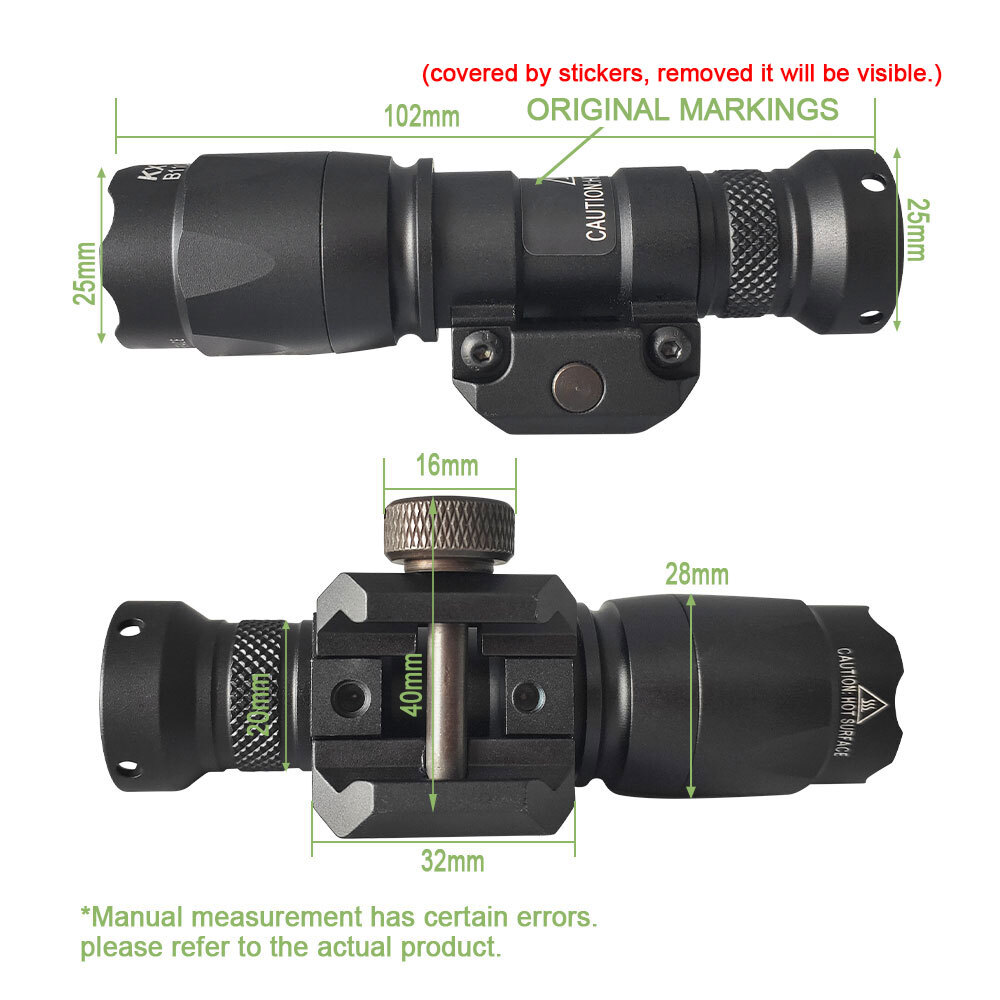 500 Lumen Mini Weaponlight M300C LED Flashlight + 3.5mm Tactical Remote Switch