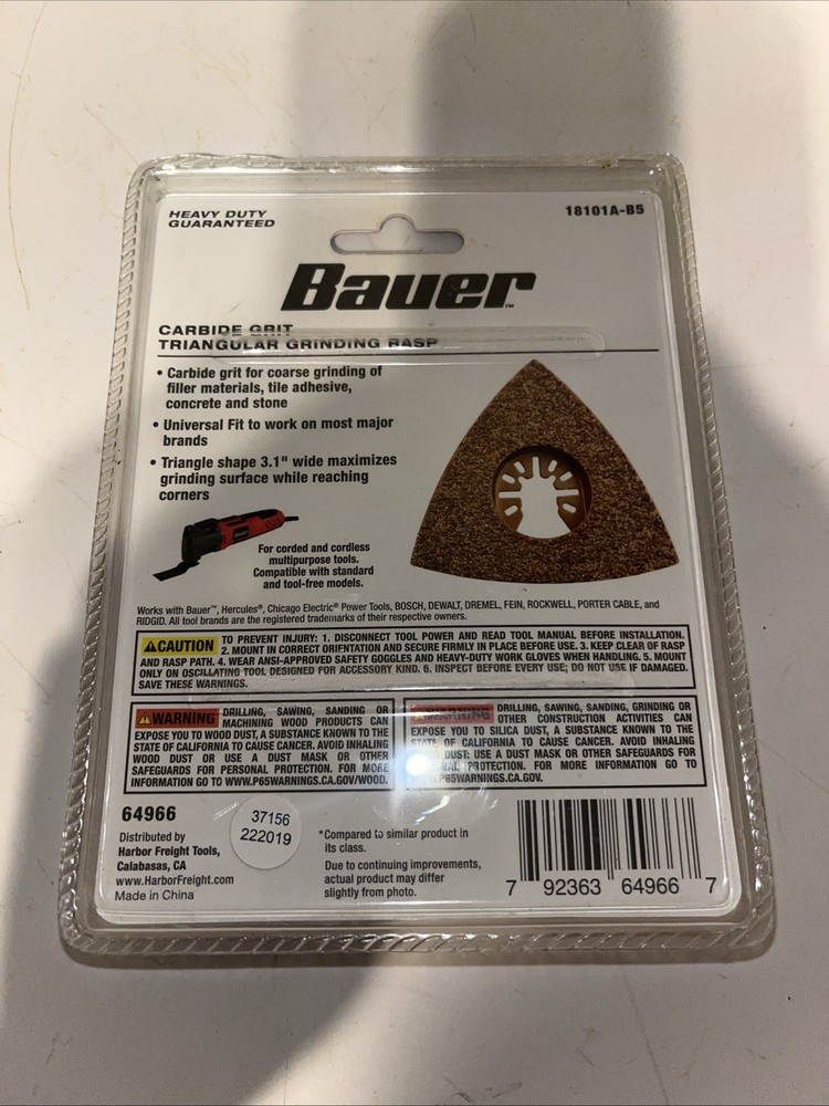 New Bauer Carbide Grit Triangular Grinding Rasp Oscillating Tool