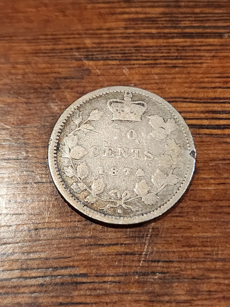1874H Canada 10 Cents Silver Coin