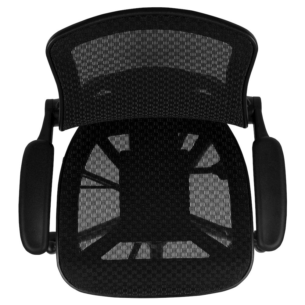 Mid-Back Transparent Black Mesh Drafting Chair with Black Frame and Flip-Up...