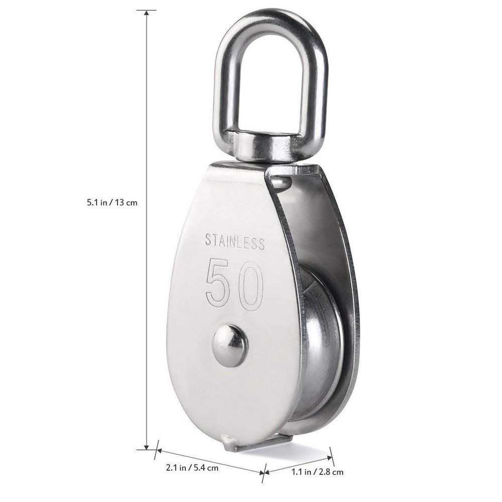 Rocaris 4 Pack M50 Lifting Single Pulley Roller Loading 880Ibs, 304 Stainless...