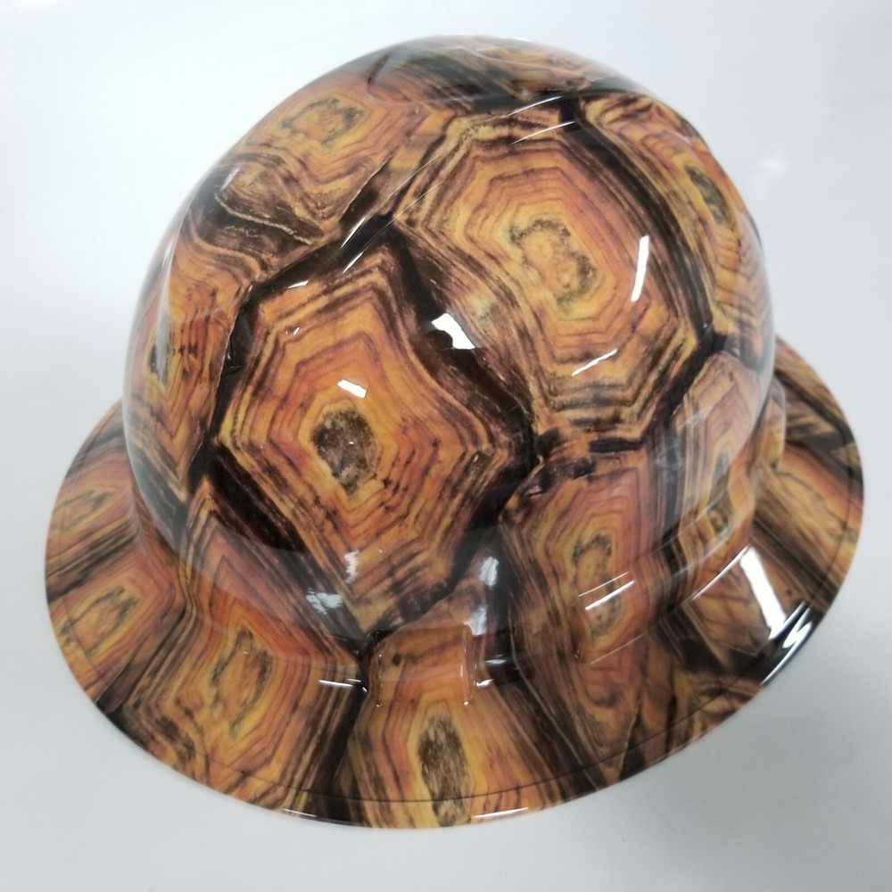 full brim hard hat custom hydro dipped IN SHELL HEAD ,TURTLE 🐢 SHELL TORTOISE
