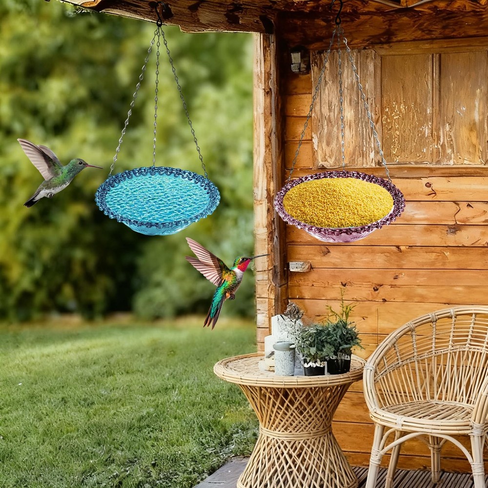 4 Pack Hanging Bird Baths Bowl Outdoor Feeder 15.7 Inch 4Pack Mixed