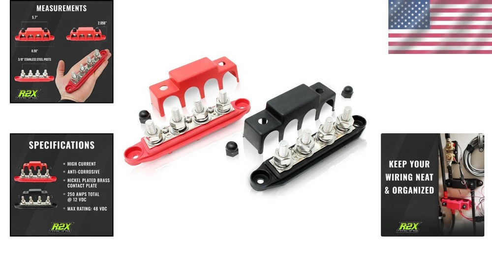 5/16" Power Distribution Block Set - Red & Black Connectors